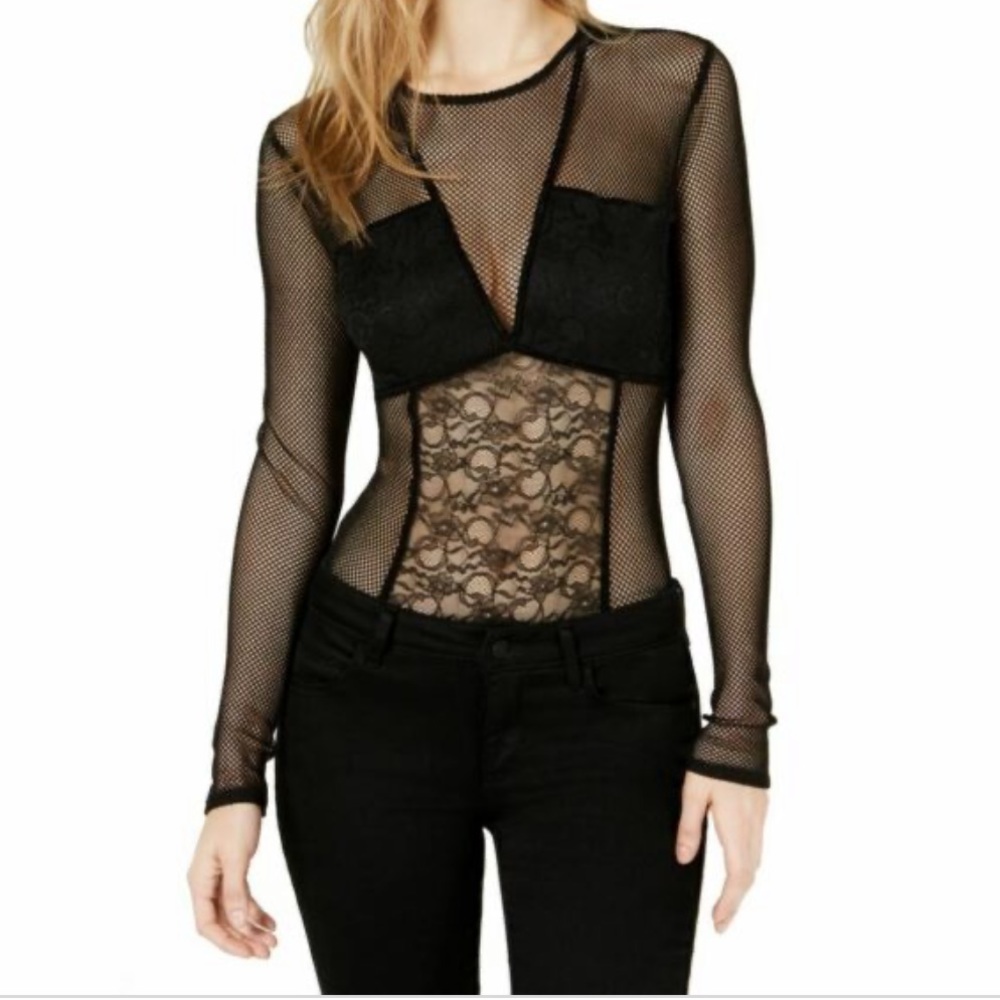GUESS MESH LONG SLEEVE BODYSUIT